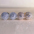 Round Pave Cluster Stud Earrings In Three Polished Metal Tones view 4