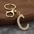 Gold-Tone A-Z Letter Keychain With Clear Stones And Lobster Clasp view 12
