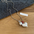 Black Cord White Heart and Flower Pendant Necklaces view 6