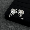 Silver CZ Firework Starburst Heart Star Drop Earrings view 4