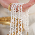 White Oval Faux Pearl Beaded Choker Necklace Strand view 2