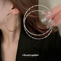 Silver Tone Textured Hoop Earrings in Three Sizes Decorative Jewelry view 2