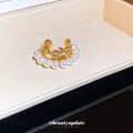 Pearl Rim Crystal Curved Ear Cuffs in Two Tones Statement Jewelry view 4
