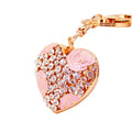 Gold-Tone Heart Keychain With Colored Roses And Clear Rhinestones view 5