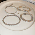 Silver Tone Four Piece Bracelet Stack With Mixed Chain Links view 6