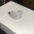 Silver Multi-Row Clear Crystal Open Cuff Statement Ring view 4
