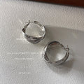 Silver Tone Multi Wire Wrapped Round Hoop Earrings For Women view 3