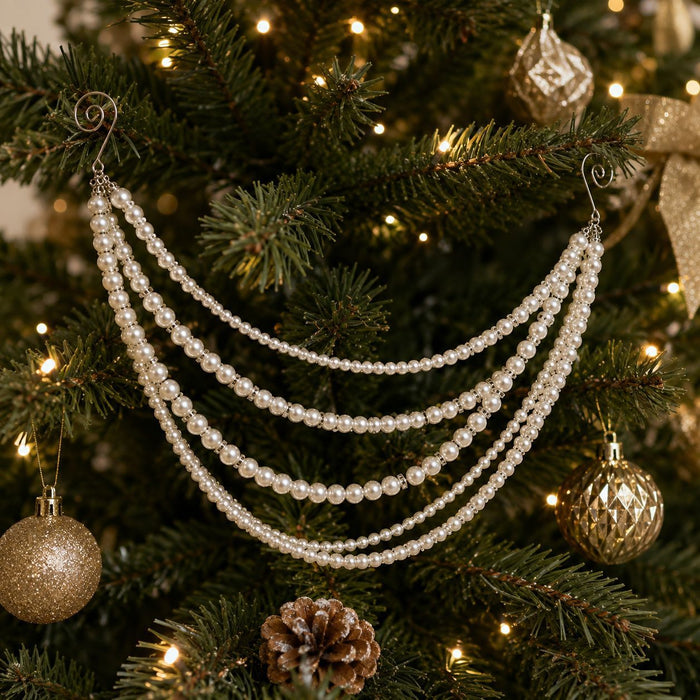 Ivory Pearl Multi Strand Christmas Tree Hanging Ornament