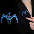 Green Gold Tone Winged Dragon Enamel Two Designs Metal Brooch Pin view 4