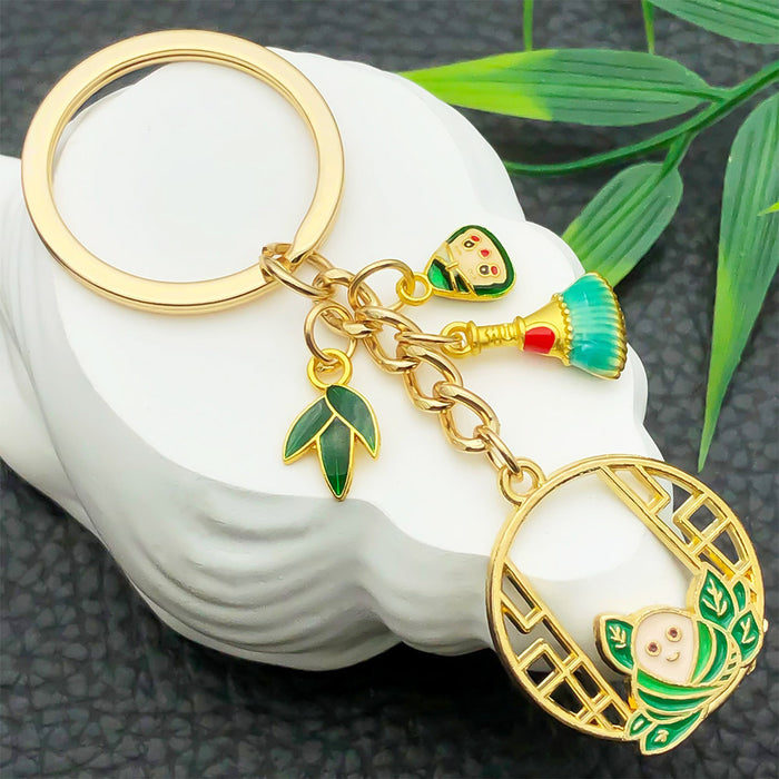 Rice Dumpling, Leaf and Tassel Enamel Keychains, 2 Styles
