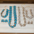 Gold Pearl X And Turquoise Necklace Bracelet Stud Styles view 3