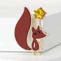 Playful Enamel Fox and Star Brooch in White or Red view 4