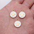 Gold Tone Round Star Enamel Pendant Charms in Five Colors view 8