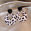 Leopard Print Open Circle Drop Stud Statement Earrings view 3