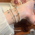 Double Layer Pearl Bracelet Star Rhinestone Charms view 3