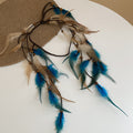 Bohemian Feather Bead Tassel Headbands Blue Natural view 7
