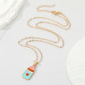 Gold Tone Colorful Enamel Food and Heart Pendant Necklaces view 2
