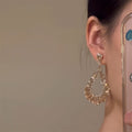 Champagne Crystal Open Teardrop Earrings with Reflective Details view 2