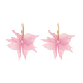 Layered Petal C Hoop Earrings In Pink And Green Statement Pair view 5