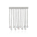 Crystal Chain Fringe Bar Brooch in Gold and Silver Tone view 2