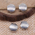 Scallop Shell Small Hole Bead in Antique Silver Metal view 2