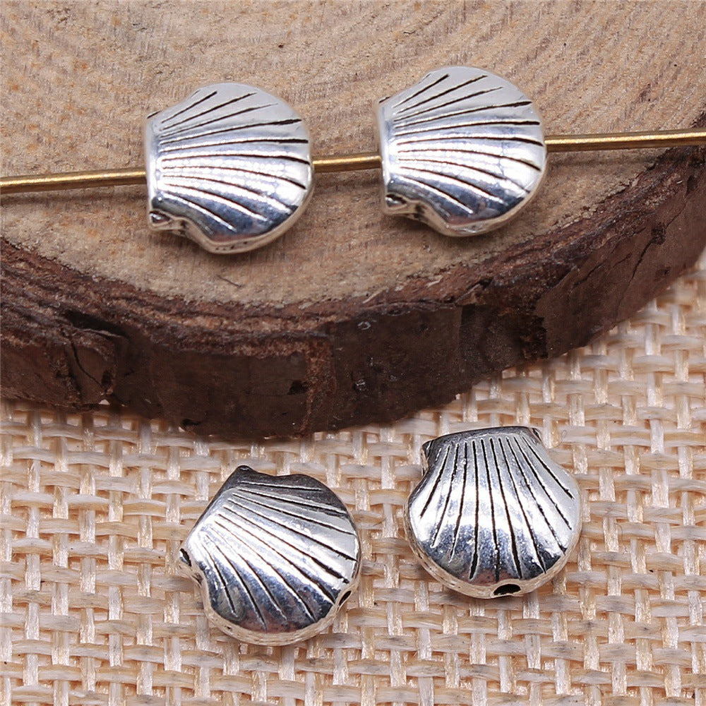 8x8x4mm 1.1g Antique Silver Zinc Alloy Shell Loose Metal Beads for Ocean Theme DIY Jewelry Making