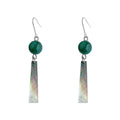 Silver Green Agate Mother of Pearl Bar Drop Earrings view 5