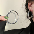 Layered Round Metal Hoop Earrings in Gold and Silver Tones view 1