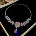 Silver Tone Floral Crystal Necklace and Drop Earring Options view 6