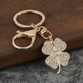 Rhinestone Four Leaf Clover Metal Keychain With Lobster Clasp view 6