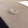 Silver Blue Enamel Flower Open Rings Crystal Band Styles view 8