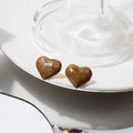 Glossy Heart Stud Earrings Navy White and Brown Finishes view 6