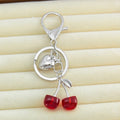 Cherry Pendant Keychain With Faux Pearl And Metal Leaf Charm view 7