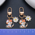 Calico Cat and White Daisy Enamel Clip Keychain Eight-Style Collection view 2