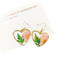 Gold Heart Resin Dried Flower Earrings Necklace Set Styles view 5