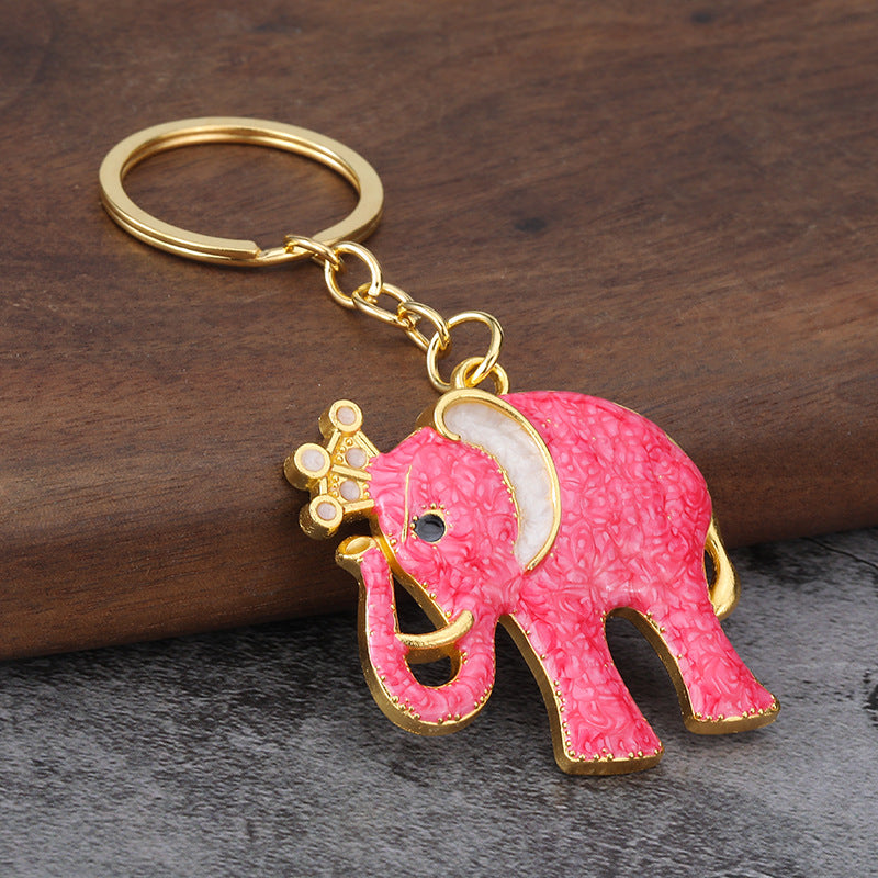 3D Elephant Enamel Metal Keychain for Car Keys and Bag Charm