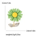 Enamel Daisy Brooch with Crystal Leaves in Four Colors view 9