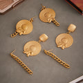 Bow Hat And Curb Chain Drop Earrings Gold Or Steel Tone view 2