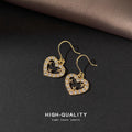 Gold-Tone Crystal Pavé Open Heart Star Hook Earrings Pair view 4