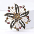 Radiating Crystal Flower Brooch in Coffee and Pink Tones view 2