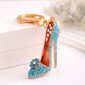 Rhinestone High Heel Shoe Keychain Flower Accent Charm view 1