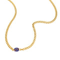 Gold Curb Chain Choker with Single Pearl or Color Bead view 7
