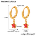 Gold Huggie Hoops Colored Star Glass Drill Charm Drops view 10