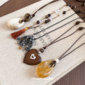 Brown Heart Cutout Pendant Cord Necklace Pendant Jewelry view 3