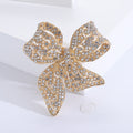 Rhinestone Filigree Bow Brooch Black or Gold Tone Pin view 3