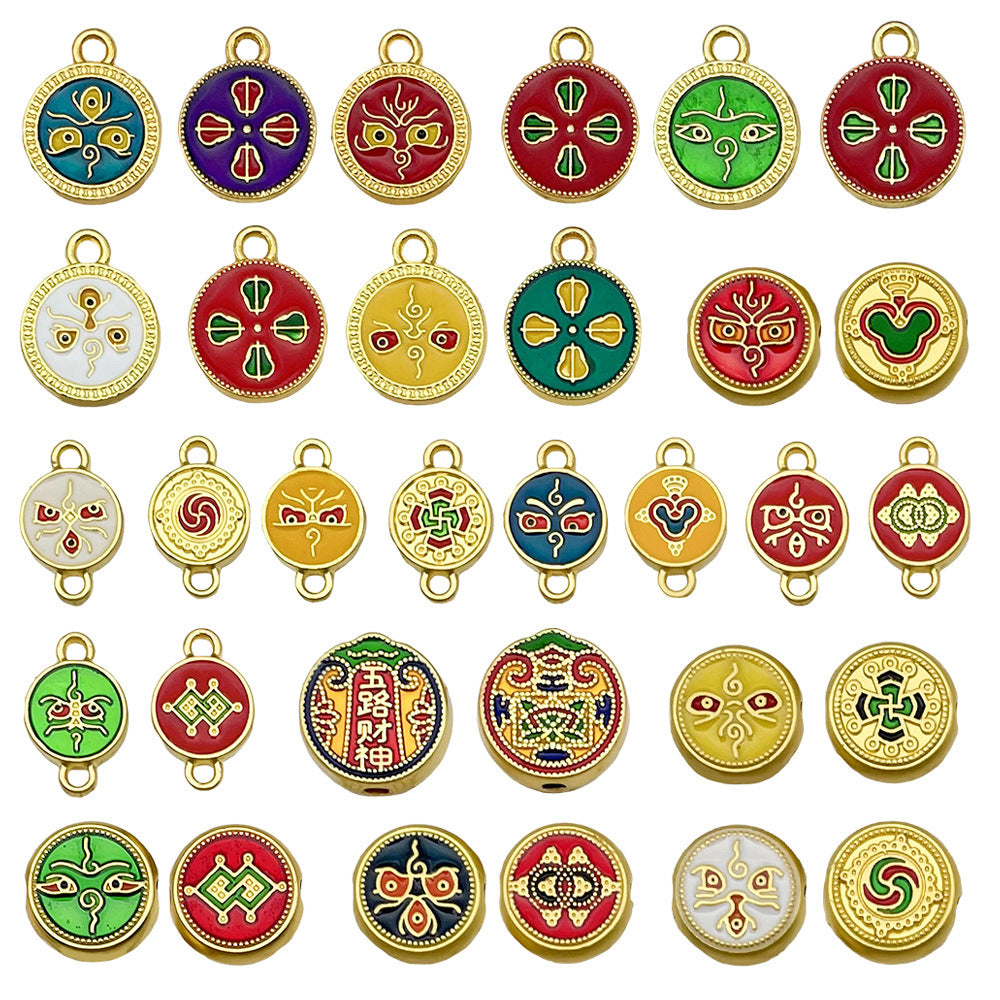 Matte Gold Zinc Alloy Five Gods of Wealth charm pendant for DIY bracelet jewelry making