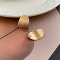 Brushed Gold Tone Rounded Oval Statement Stud Earrings view 4