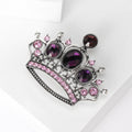 Ornate Jeweled Crystal Crown Brooch in Purple and Blue view 4