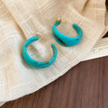 Colorful Chunky Resin C Hoop Geometric Statement Earrings view 6