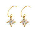 Gold-Tone Curved Post Clear Crystal Star Drop Earrings view 5